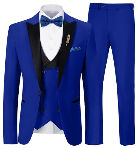 Mens Suit Slim Fit 3 Piece 1 Button Tuxedo Jacket Men Blazer Vest Pants M