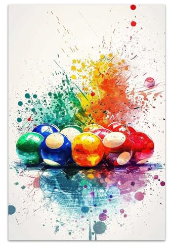 COTAIL Ungerahmte Leinwand-Wandkunst für Schlafzimmer, Büro, Wanddekoration, 61 x 40,6 cm, bunt, Snooker, Billard, Sport, Wanddekorationen für Wohnzimmer, Malerei, Bilder, Kunstwerke für moderne