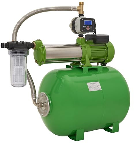 CHM GmbH® Hauswasserwerk 150 Liter 11 Bar Druck 8600 L/h mit einstellb. Druckschalter mit LED Display und Trockenlaufschutz