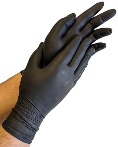 Sunrise Packaging BLACK Nitrile Protective Gloves - (Pack of 100 - SMALL) | Powder-Free, Latex-Free, Non-Sterile, Chemical Resistant- Suitable for Mechanics, Tattoo, Medical and Cleaning Use