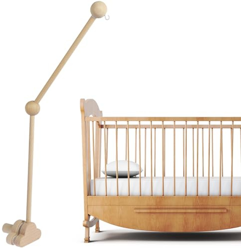 Mobile Halterung Holz für Babybett Wickeltisch 360°Drehbar 69cm Höhenverstellbar Baby Mobile Halterung Holz Babybett mit Wickeltisch Baby Mobile Halterung Wickeltisch für Kinderbett (2)