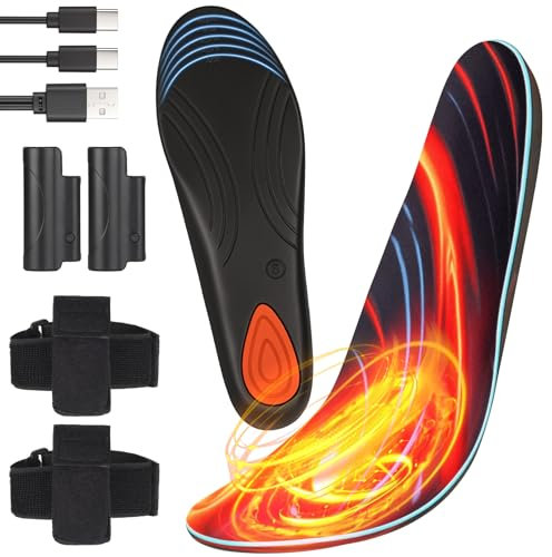 Beheizbare Sohlen mit Akku, Wärmesohlen mit 3 Heizstufen, Akkubetrieb Thermosohlen Herren Damen, Heizsohlen für Schuhe, für Ski, Jagd, Wandern, Camping, Outdoor (Zuschneidbar Größe : 42-47)
