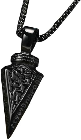 Collana con ciondolo a forma di freccia vichinga, in acciaio al titanio, sfaccettato, stile nordico, gioiello da uomo dal design simbolico