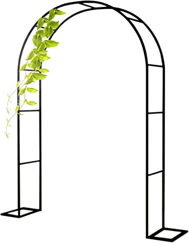 Arco de rosas de metal, enrejado de jardín para plantas trepadoras, cenador de entrada, arco de soporte, ancho ajustable de 120 a 350 cm, elegante acabado negro, ideal para decoración de jardín
