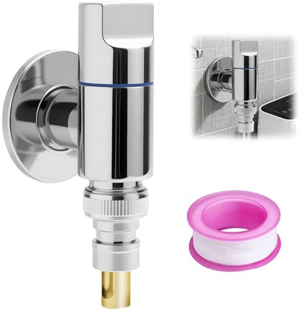 Rubinetto automatico con arresto acqua per lavatrice - Valvola ad angolo in acciaio inox con nucleo in ottone, rubinetto durevole per lavatrice attacco G1/2, adatto cucina bagno appartamento