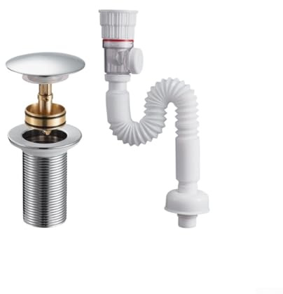 Besttoolifes Kit de vidange d'évier de salle de bain avec tuyau flexible, tuyau de vidange désodorisant en acier inoxydable pour tuyaux de 40 à 50 mm, facile à installer pour lavabo et coiffeuse