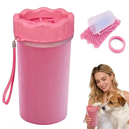 SESAWILLIAM Dog Paw Cleaner,Washer,Pets Foot wash Cup-Pet Foot Cleaner for Small Medium Large Breed Dogs/Cats Pet Clean Paws Miracle Tool Pink