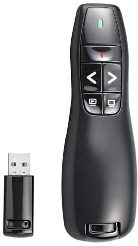 Wireless Presenter Remote Presentation Clicker Infrared Pointer Office PPT Remote Control Clicker Presenter Flip Pen 2.4GHz 328FT/100M USB Slide Advancer for PPT Keynote Windows Mac PC Operating Range