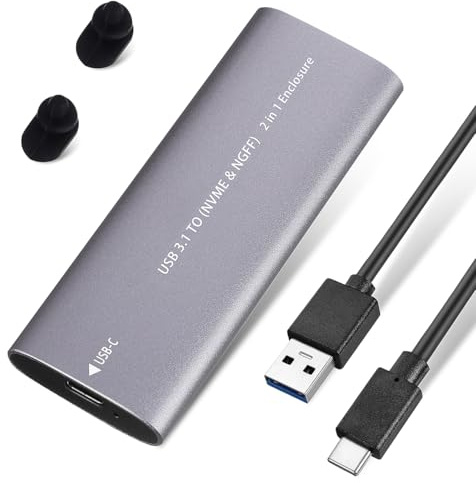 ABOOFAN Small Mobile Solid State Drive Portable USB Drive External Hard-drive Digital Hard Disk Aluminum Alloy Shell Type-c 3.1 Nvme Ngff B-key Fast Reading Speed Portable Enclosure
