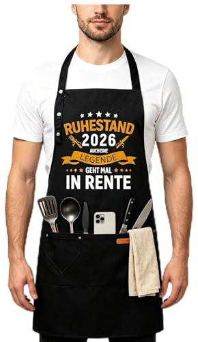 Hpbaggy Ruhestand Geschenk Mann, Grillschürze für Männer zur Rente, Pension Geschenk Mann, Lustig Grillschürze, Schürze Küchenschürze Geschenke für Rentner, Kochschürze Zum Renteneintritt Männer