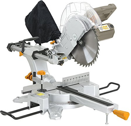 Fartools One JOS Scie à onglet radiale 2000W Ø255mmx 36 dents, base alu, laser, 2 extensions, 1 presse serrage, capacité coupe: 90°=310x78mm&45°=210x78mm