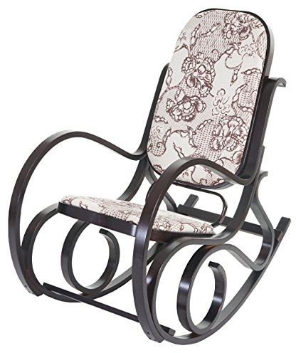 Mendler Schaukelstuhl M41, Schwingsessel Fernsehsessel, Massiv-Holz - Walnuss-Optik, Stoff/Textil Jacquard braun