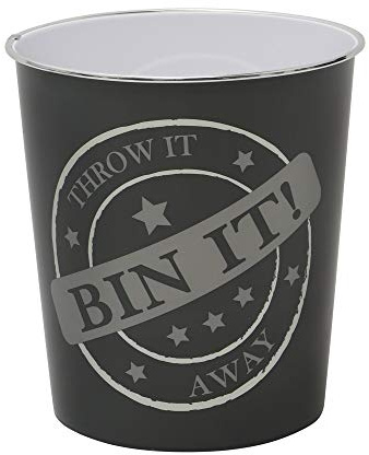 JVL Small Bin It Waste Paper Bin, 24.5 cm x 26.5 cm, Dark Grey