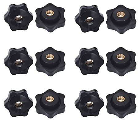 SHULLIN 12 Stück M6 Sternknöpfe Kunststoff Sterngriffmutter Sternschraube Rändelmutter Innengewinde Rändelgewinde Klemmknopf Sterngriffschraube Rändelschraube für Mechanische(M6, With Holes)