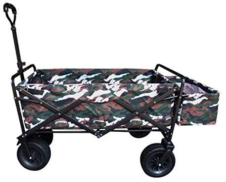 MOLVUS Portable Folding Garden Trolley Cart Heavy Duty Wagon Multi-Function Shopping Cart for Outdoor Camping Beach Pull Truck with 4 Wheels, Load：150Kg (A)