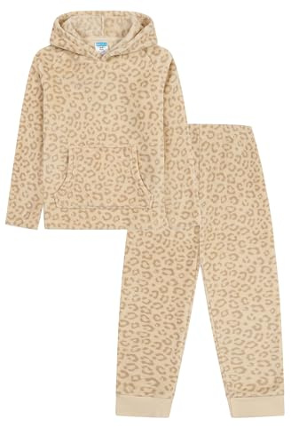 Set pigiama da donna in pile lungo con stampa leopardata beige per signore, Beige, 20-22