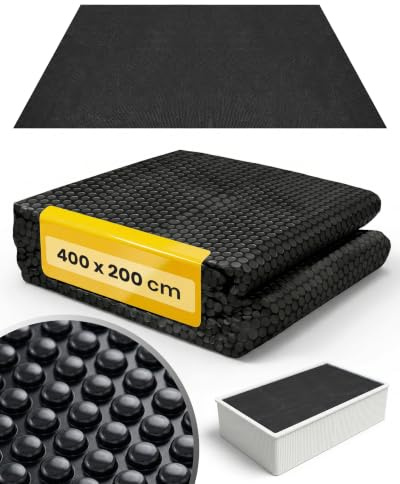 Miganeo Deluxe Bâche à Bulles 400 x 200 cm Rectangulaire | Noir | découpable | Couverture de Piscine Solaire | Chauffage de Piscine
