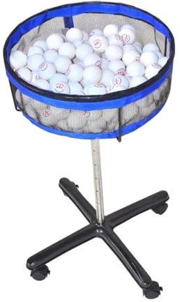 Infitronic Ping-Pong-Ballsammler, Tischtennis-Aufbewahrungsständer, Tischtennisballsammler mit Netztasche und 24stk Tischtennisbälle, 60–90 cm höhenverstellbar für Balleimer Training