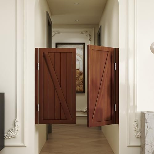 GOCHUSX Portails Battants Portes par Café, Porte De Salon en Bois Massif, Porte De Cuisine À Double Ouverture avec Charnières Métalliques pour Cloison D'entrée(80x60cm)