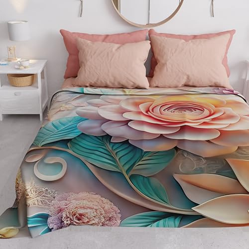 PETTI ARTIGIANI ITALIANI - Colcha Cama 220x250 cm Microfibra, Primavera Verano, Colchas Bouti Modernas, Edredón Cubrecama Ligero Doble, Individual y Media, Floral 05-11, 100% Made in Italy