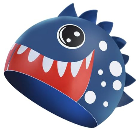 Lnhgh Gorro De Baño Infantil | Gorro De Tiburón Para Pelo Largo,Silicona Antideslizante Elástico Confort Seco - Accesorios Baño Playa Piscina Exterior
