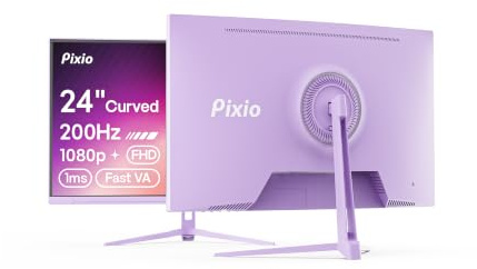 Pixio PXC248 Wave Purple 24 inch 200Hz Refresh Rate FHD 1080p Resolution 1500R Curve Fast VA Panel 1ms GTG Response Time Adaptive Sync HDR Curved Gaming Monitor