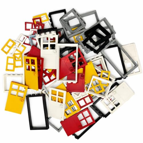 Q-Bricks Kit di mattoni da costruzione, 84 pezzi, con porte e finestre, casa e fattoria, compatibile con i grandi marchi