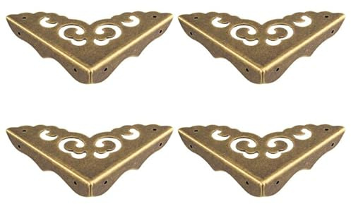 4Pcs 45mm Brass Corner Protectors Brass Edge Guard Decorative Antique Edge Cover for Box/Cabinet-Ancient Bronze