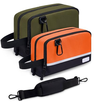Elviros Travel Coppia di borse porta attrezzi – Organizzatore resistente con tasche multiple, tracolla regolabile e moschettone. Perfetto per i tuoi attrezzi. Include area etichetta