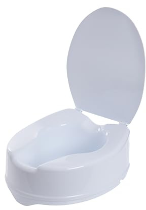 6 Raised Toilet Seat with Lid, Secure Locking Toilet Seat Riser for Elderly, Booster Seat for Disabled Adults, Toilet Aid for Hip, Knee or Pregnancy Recovery (6 Inch)