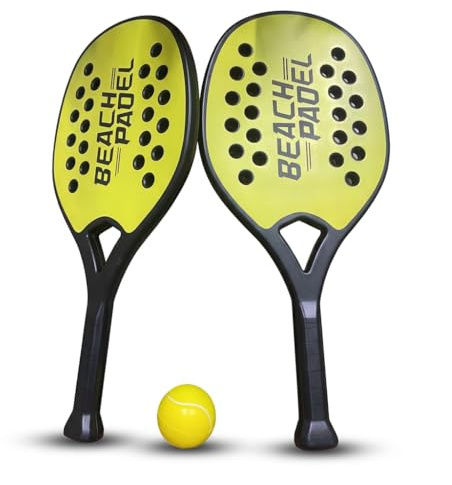 Coppia Racchette da Spiaggia Padel Beach Tennis con Pallina Morbida Set Racchettoni in Abs Mare, Spiaggia Piscina Mare Giardino, Beach Rackets Resistenti All' Acqua