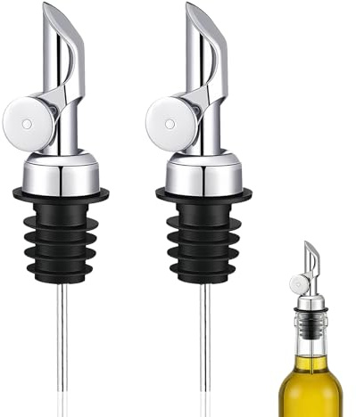 JIXLOUR 2pcs Vertedor de Aceite de Oliva Premium, Tapa Hermética para Mantener el Aceite Fresco, Diseñado para Evitar Fugas y Desperdicios, Ideal para Uso en Cocina, Resistente a Manchas