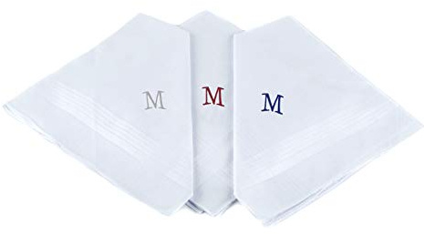 Monogrammed Handkerchiefs for Men - Soft Hankies for Men + Great Monogrammed Gifts - Intial M