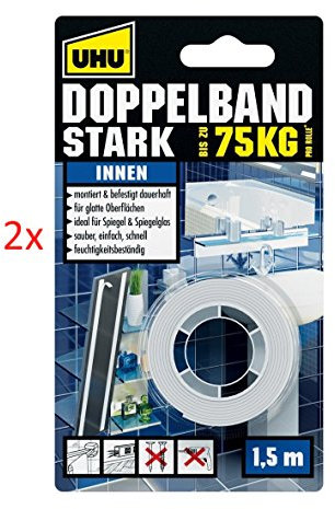 UHU Doppelklebeband Stark für Innenbereich 1,5 mx19 mm Infokarte
