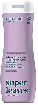 ATTITUDE Moisture Rich Hair Shampoo, EWG Verified, For Dry and Damaged Hair, Naturally Derived Ingredients, Vegan and Plant Based, Quinoa and Jojoba, 473 mL