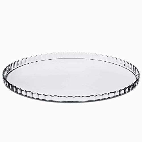 Clear 33cm Glass Cake Serving Plate, Patisserie Pastry Danish Serving Platter, Decorative Display Tray Ornament