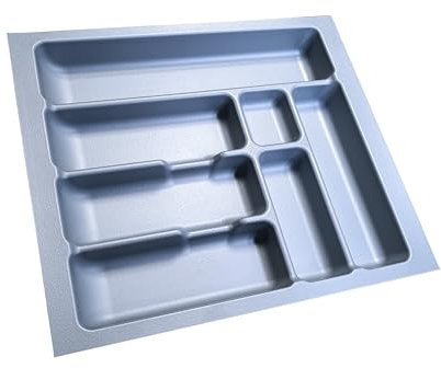 M.Pascual - Bandeja Cubertero para Cajón de Cocina, Gris, Organizador de Cubiertos (41 x 47 cm)