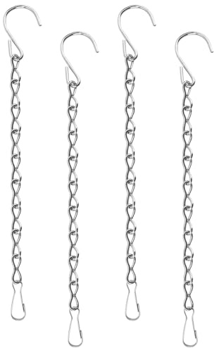 AEYURUID Hanging Basket Chains Heavy Duty 4Pcs Sliver Metal Chains 9.5 Inch with Clips Hooks Replacement Extender for Planters, Bird Cages, Lanterns