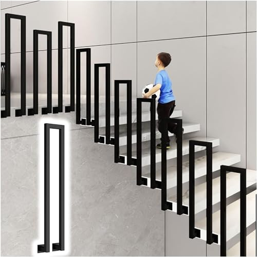 AviiSo Ferro Ringhiera Mandrini per ringhiere in metallo quadrato nero, Parapetto per scale a forma di U/M per gradini esterni Loft Corridoio Villa Scala (Color : U Shape-4 Pcs, Size : 60cm/23.6 in