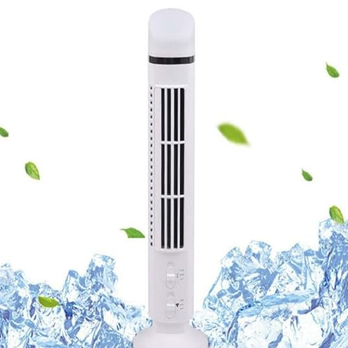 Ventilateur Tour sans Pales, Oscillation à 90 Degrés, Refroidissement Silencieux 34 DB, Compact et Portable, Prise USB ou Batterie pour la Maison ou le bureau. (WHITE)