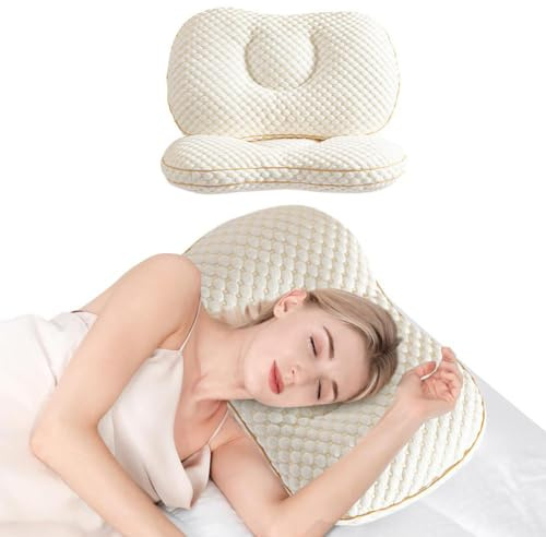 HFLWYWD Oreiller cervical pour soulager la douleur, oreiller ergonomique pour dormir, coussin orthopédique ergonomique pour dormir, coussin orthopédique ergonomique pour dormir, dormeurs sur le côté,