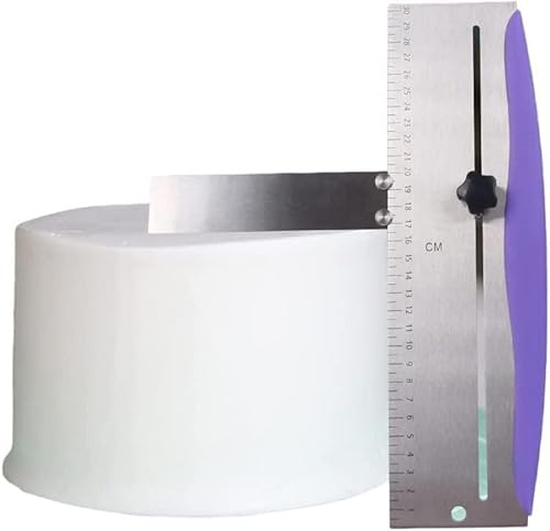 Raclette à gâteau de 30 cm, Violet, en acier inoxydable, outil de décoration pour glaçage et bords de crème - Spatule de cuisine ajustable pour les gâteaux mousse, au fromage et à la crème