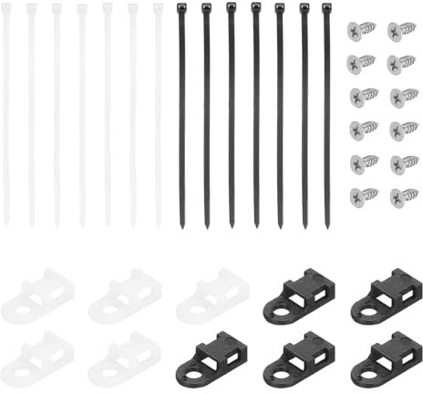 DMiotech 100Pcs Magnetic Zip Tie Mount with 6 Cable Zip Ties and Tapping Screw Organizer Holders Clamps Multipurpose Cable Tie Holder Set for Cable Wire Tubing Sleeving Conduit,White Black