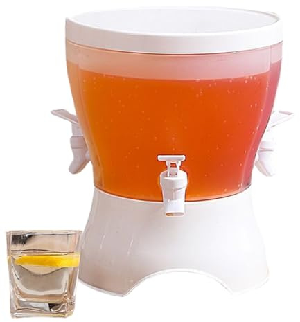 Beverage Dispenser, 5.3L Drink Dispenser with Spigot, Rotating Jug, Leakproof Pitcher, Sturdy Water Container Three Compartment Design for Juice Iced Tea Lemonade Cold Brew