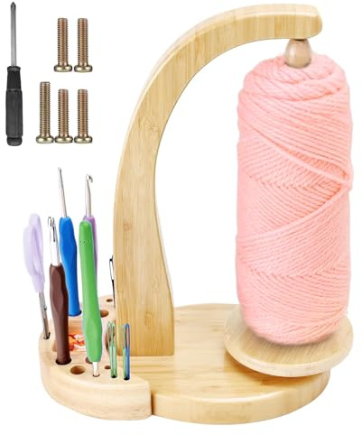 Wollspole, Garnspule Roterande Magnetisk Garnspolehållare, Garnspole från trä för stickning, virkning och DIY-hantverksprojekt (lackfärg)