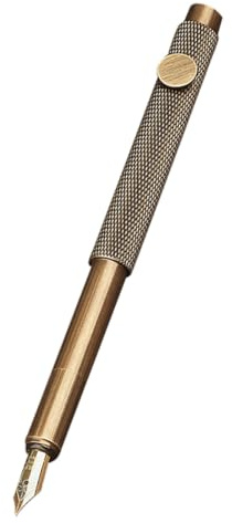 JOINPAYA Stylo Plume Portable en Laiton Rétro 05 MM Pointe Fine F Stylo D’Écriture Scolaire et Calligraphie pour Maison Bureau et Apprentissage
