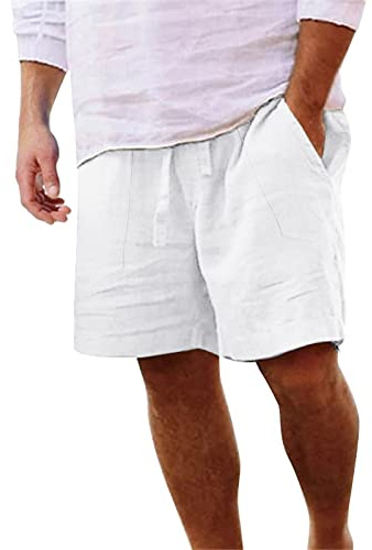 RYTEJFES Pantaloncini Uomo Estivi Lino Cotone Pantaloni Corti Uomo Sportivi Casual Leggero Bermuda Comodo Tinta Untia Shorts Eleganti Pantalone Corto con Coulisse e Tasche Short da Spiaggia S-5XL