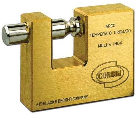 CORBIN Lucchetto per Serranda in Ottone, Misura 50 mm, Misura int. 17x11 mm, A Chiave, 2 Chiavi, Classico