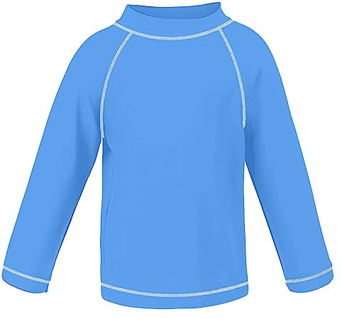 TIZAX Kinder Jungen Schwimmshirt Langarm UV Badeshirt Badebekleidung Schnelltrocknend für Kinder Blau 5 Jahre/110