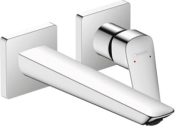hansgrohe Logis Fine Modern 1-Handle 2-Hole 4-inch Tall Wall Mounted Bathroom Faucet in Chrome, 71256001